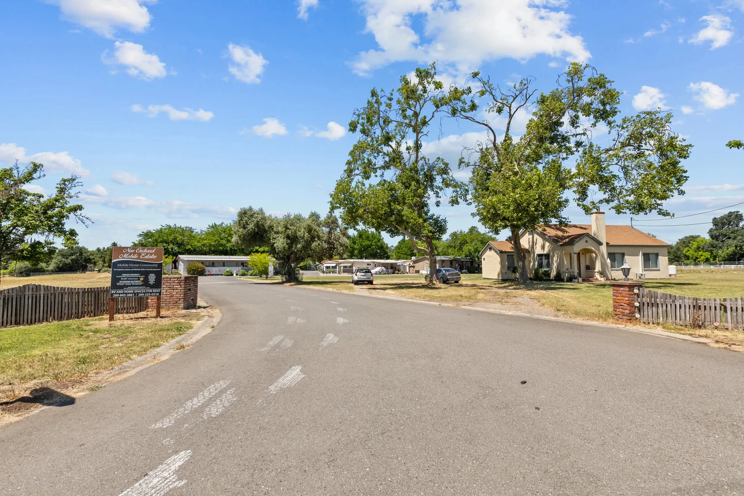 Community grounds with mature trees