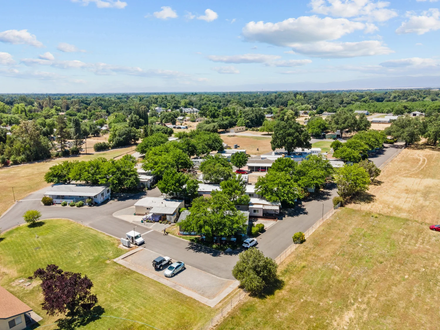 Aerial view of New Orchard Estates park grounds